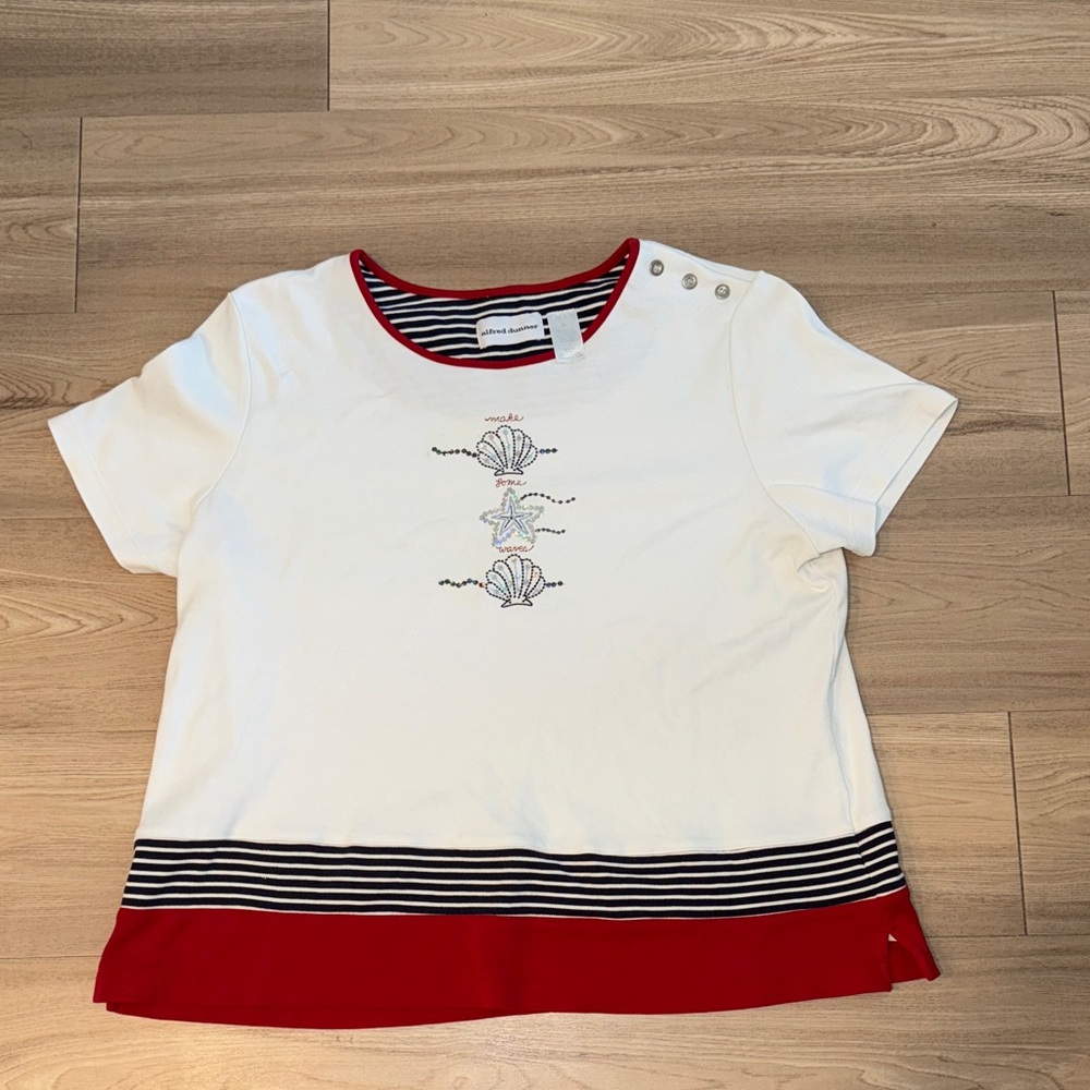 Alfred Dunner Nautical Striped Top